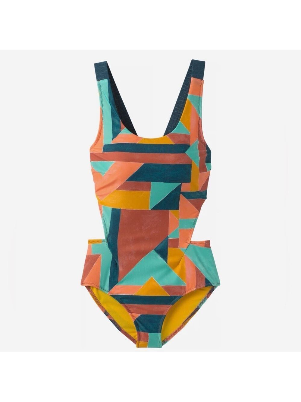 PRANA Neolani One Piece Swimsuit Geometric Pattern Atlantic Seaglass Resortwear - Picture 14 of 16